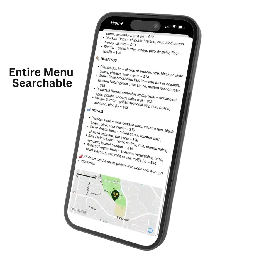 Entire Menu Searchable Entire Menu Searchable